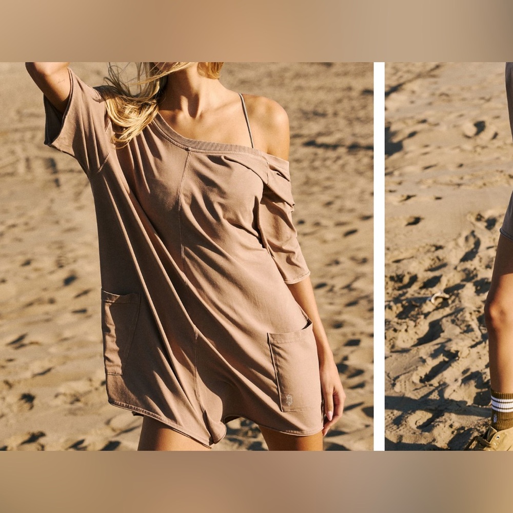 NWT Free People Movement Hot Shot Tee Romper - Mocha Latte - XS, S, M, L - Picture 3 of 7
